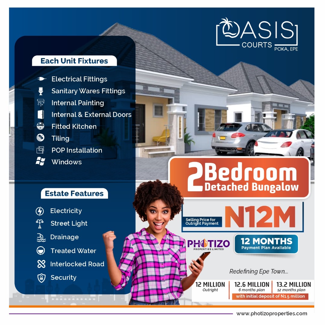 Newly Built 2 Bedroom Bungalow at Epe for Sale